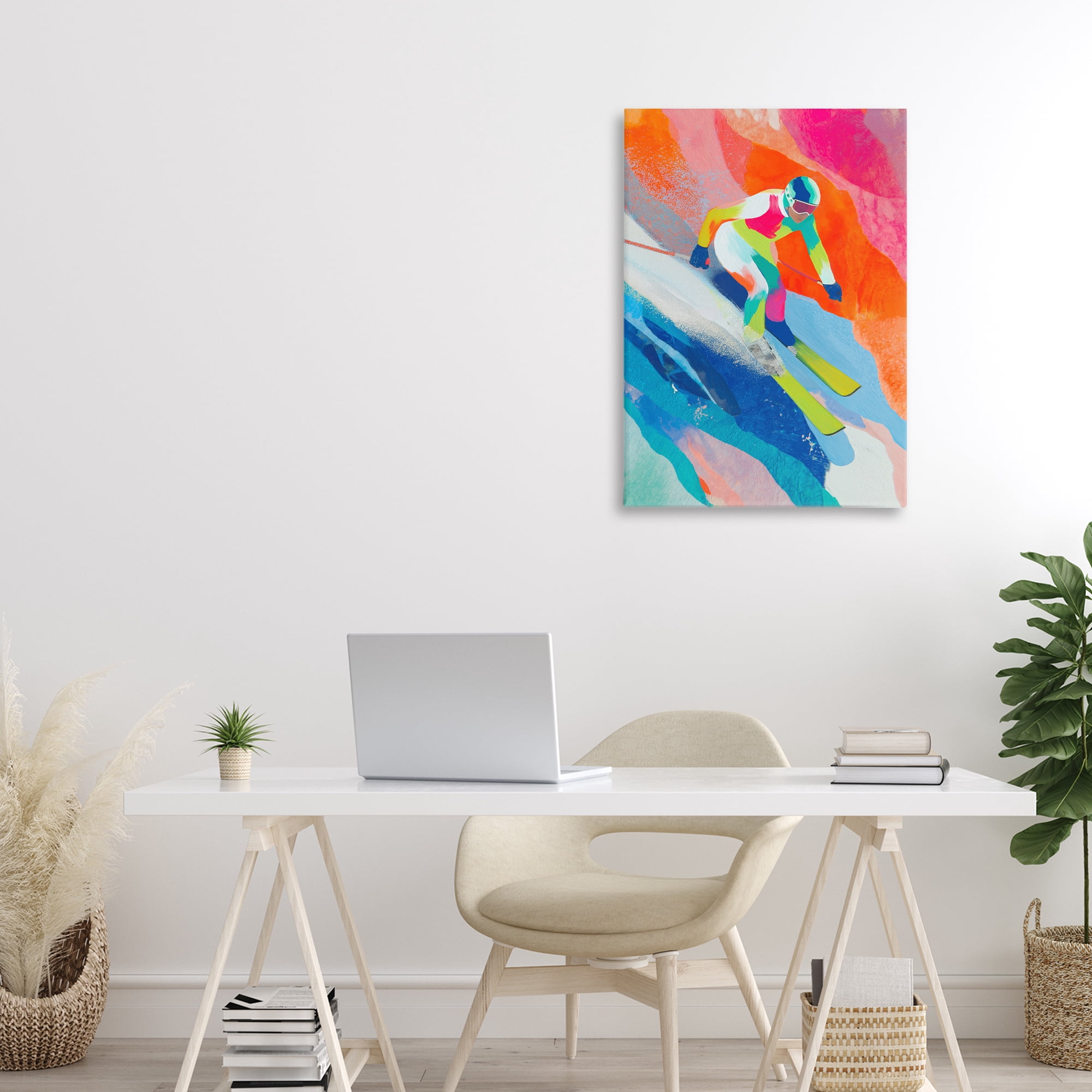 Stupell Industries Skiing Down Neon Slopes Canvas Wall Art, design by Chromatic Storm Studio