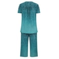 thumbnail image 4 of Women Jogging Suits 2 Piece Set Floral Print Sets for Women Short Sleeve Lounge Sets Front Pleated Shirt and Plus Size Capris, 4 of 5