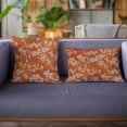 thumbnail image 2 of Plutus Persimmon Garden Cherry Blossoms Printed On A Linen Looking Polyester. Luxury Throw Pillow - Double sided 24" x 24", 2 of 5