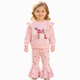 thumbnail image 6 of TOWED22 Girls 2 Piece Outfits Cute Graphic Print Crew Neck Sweatshirt and Cute Wide Leg Pants Clothing Set,Pink,3-4 Y, 6 of 7