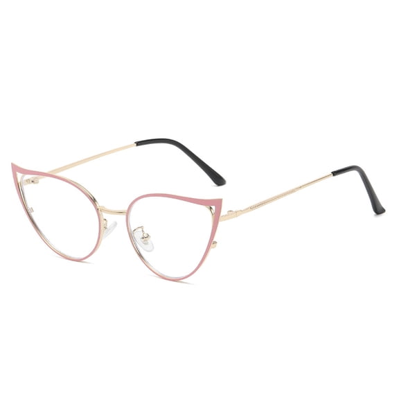 Anti-blue Glasses Fashion Metal Decorative Mirror with Short-sighted Flat Mirror-Gold frame pink ring
