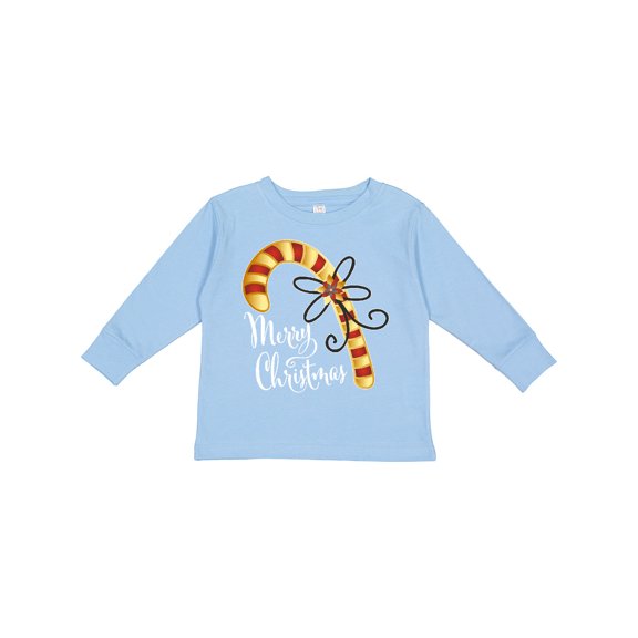 Inktastic Merry Christmas Red and Gold Candy Cane Boys or Girls Long Sleeve Toddler T-Shirt
