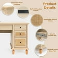 thumbnail image 3 of Brafabhome 58" Rattan Executive Desk with 7 Storage Drawers, Modern Study Writing Table Wooden Computer Desks with Charging Station for Home Office Bedroom | Beige, 3 of 7