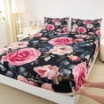 thumbnail image 3 of Manfei Pink Floral Rose 4pcs Bed Sheets for Teens Girls Women,Chic Flowers King Sheets,Spring Graden Super Cozy Sheet Set,Super Cozy Room Decor, 3 of 7