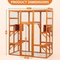thumbnail image 3 of Pefilos 70" Outdoor Cat Enclosures, Cat House, Cat Shelter, Large Cat Cages Wooden Animal Cage with Doors Lounge Platforms and Weatherproof Roof, Orange, 3 of 8