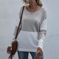 thumbnail image 2 of Moda mujer Casual manga larga cuello redondo rayas señoras suéter tejido Tops Fridja  hkj939, 2 of 6