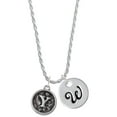 thumbnail image 1 of Delight Jewelry Silvertone Antiqued Round Seal - Initial - Y - Silvertone Script Initial Disc - W - Charm Necklace, 20"+3", 1 of 4