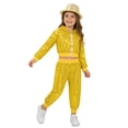 thumbnail image 5 of iiniim Girls Boys Sequin Jazz Hip Hop Dance Performance Hooded Jacket Top with Pants and Hat Outfits Yellow 7-8, 5 of 7