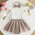 thumbnail image 4 of Gerichy Newborn Baby Girl Fall Winter Outfit Set Plaid Romper Dress Ruffles Long Sleeve Clothes Jumpsuit with Bow Headband 0-18 Months, 4 of 7