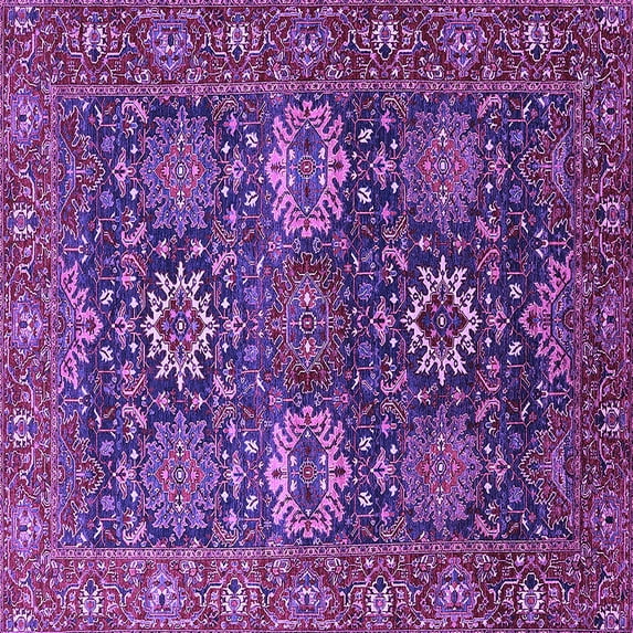 Ahgly Company Indoor Square Oriental Purple Industrial Area Rugs, 8' Square
