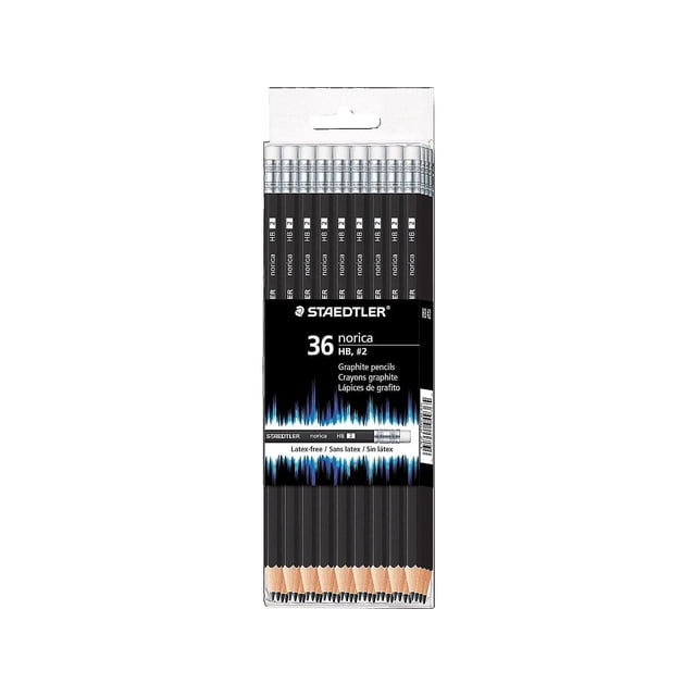 Lápices de madera STAEDTLER Norica #2 HB negros, paquete de 36