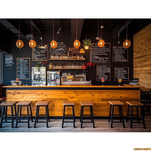 Vintage Old Tavern Barista Coffee Shop Bar Photography Backdrop Warm Medieval Inn Fantasy Retro Photo Studio Background LJG-03