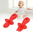 thumbnail image 4 of Silicone Spoon Fork, Silicone Spoon Led Weaning Chewable Self Feeding   For Relieving Anxiety Red,Green, 4 of 8