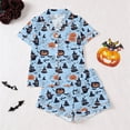 thumbnail image 2 of WERYOUNG Toddler Girls Halloween Pajamas Short Sleeve Notched Collar Button Front Tops Shorts 2 Piece Sleepwear Set Cute Cartoon Allover Print Kids Nightwear Breathable Loungewear 5-6 Years, 2 of 9