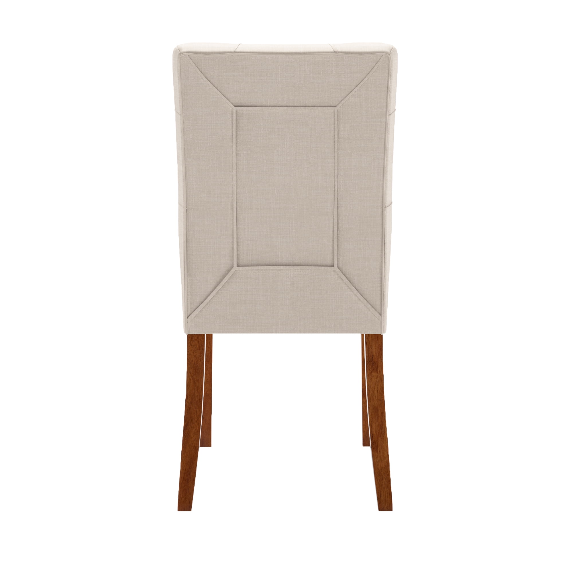 Chelsea Lane Upholstered Cherry Finish Dining Side Chair, Set of 2, Beige