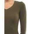 thumbnail image 2 of Ola Mari Junior Size Solid Basic V-Neck Long Sleeve Top, Olive, Medium, 2 of 2