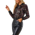 thumbnail image 4 of INSPIRE CHIC Women's  Sequin Stand Collar Long Sleeve Zipper Cropped Bomber Jacket XL Colourful, 4 of 5