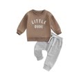 thumbnail image 2 of Musuos Baby Boy 2 Piece Outfits 6 12 18 24M 3T Toddler Letter Print Long Sleeve Round Neck Sweatshirt and Pants Set, 2 of 10