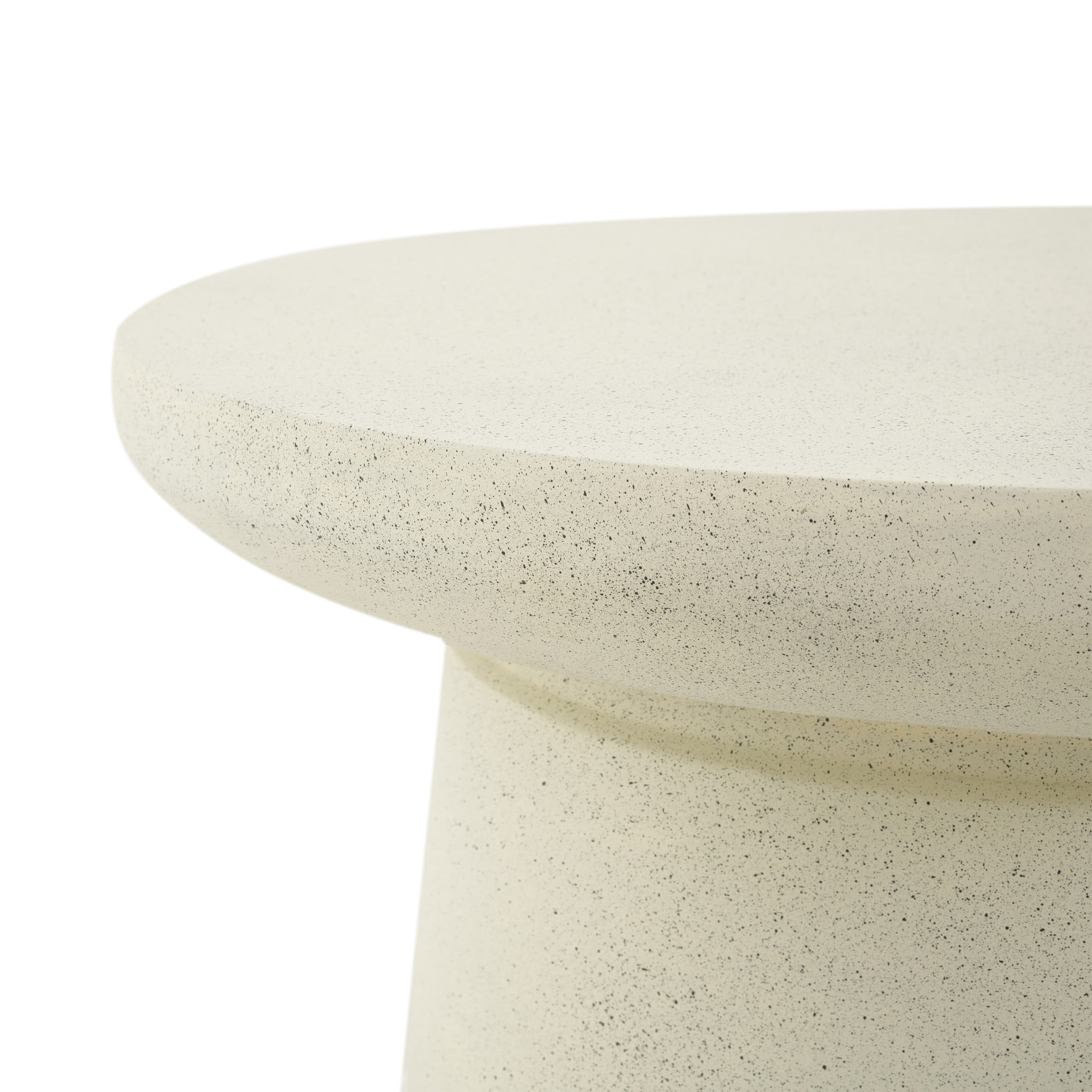 Christopher Knight Home 27.56" Indoor Outdoor Round MGO Coffee Table, Off-White Speckled