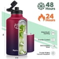 thumbnail image 3 of GEDUX 64oz Insulated Stainless Steel Water Bottle with 2 Leak Proof Lids(Spout Lid and Straw Lid) Wide Mouth Powder-Coated Water Bottle with Paracord Handle for Sports and Travel, 3 of 7
