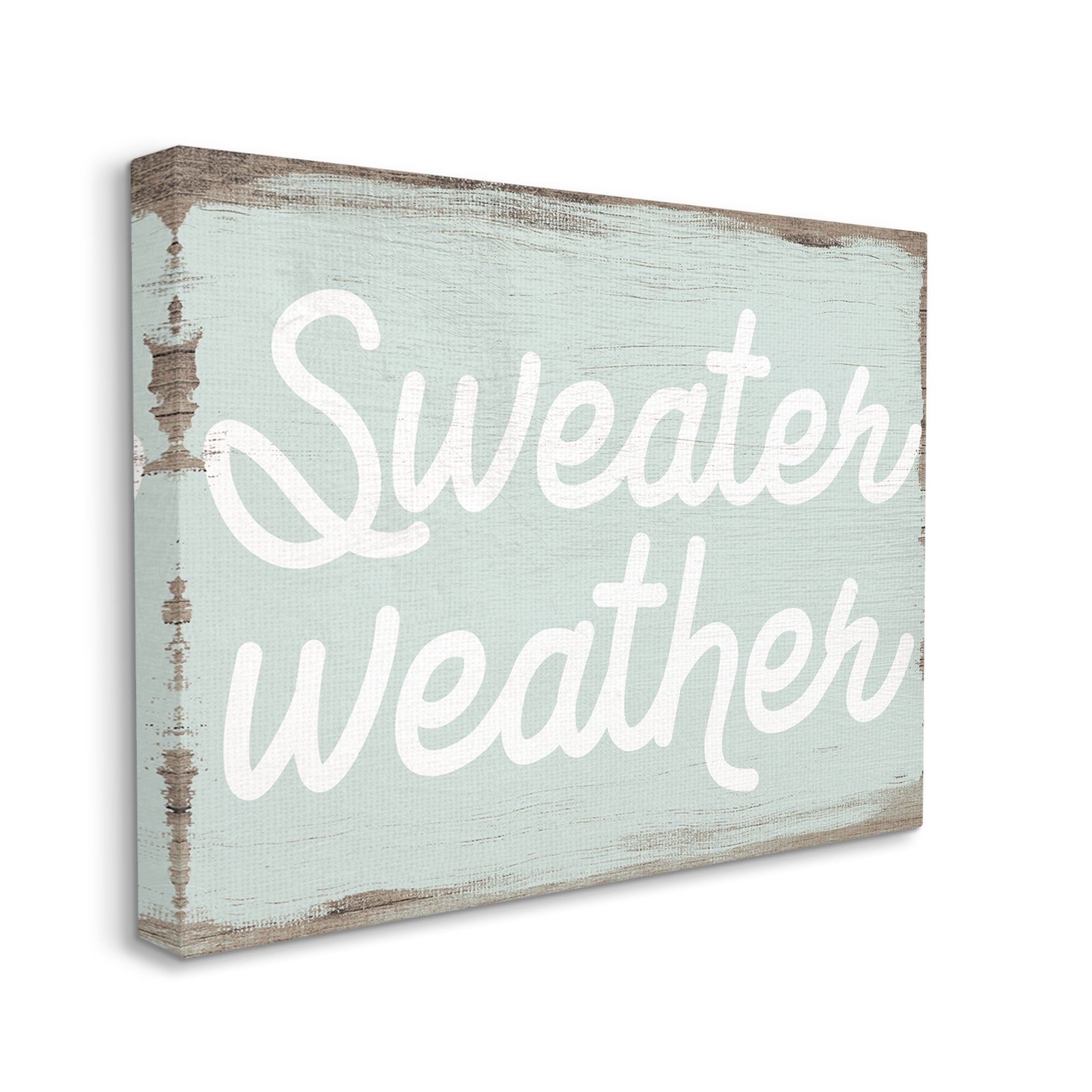 Stupell Industries Sweater Weather Phrase Minimal Text Rustic Grain Pattern, 20 x 16,Design by Daphne Polselli