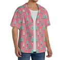 thumbnail image 4 of Cauagu Pastel Christmas Trees on Pink Men's Short Sleeve Button Down Hawaiian Shirt for Men Bowling Shirts Casual Summer Beach Shirt,4X-Large, 4 of 6