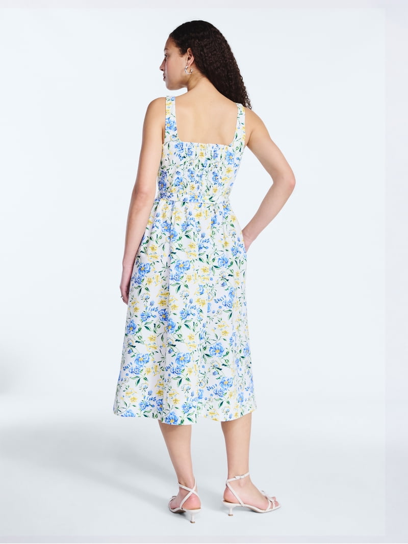 Free Assembly Women's and Women's Plus Sleeveless Belted Cotton Midi Dress,  Sizes XS-4X
