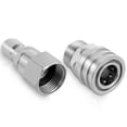 thumbnail image 1 of 2 Pack Pressure Washer Quick Connect Kit, M22 14mm to 3/8 Inch Quick Connect Hose Adapter Set, 360° Rotating Swivel Fittings Pressure Washer Adapter Set Stainless Steel-2pcs-, 1 of 7