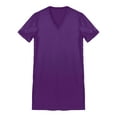 thumbnail image 4 of Alvivi Men Satin Nightgown V Neck Short Sleeve Sleepwear Solid Nightwear Purple XL, 4 of 8