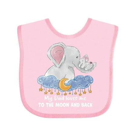 

Inktastic My Dad Loves me to the Moon and Back Elephant Family Gift Baby Boy or Baby Girl Bib