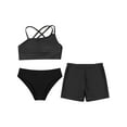 thumbnail image 3 of Zaldita Girls 3 Pcs Athletic Swimwear Floral Bikini Top with Breif Boardshorts Beach Tankini Black 8, 3 of 7
