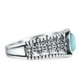 thumbnail image 2 of Flower Art Deco Oval Ring Turquoise Oxidized 925 Sterling Silver Size 7, 2 of 3