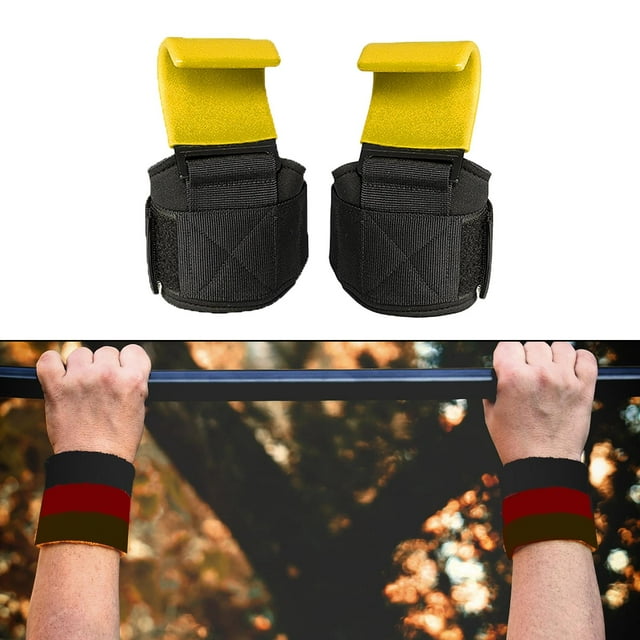 1 ganchos de levantamiento de pesas, muñequeras, correas de agarre para entrenamiento de gimnasia para Fitness Amarillo shamjiam Ganchos de levantamiento de pesas