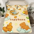 thumbnail image 2 of Homewish Cute Cartoon Capybara Twin Sheet Sets,Kawaii Stars Pattern Twin Fitted Sheet,Brown Beige Flat Sheet For Boys Girls,Breathable Home Decor,3-Piece, 2 of 7