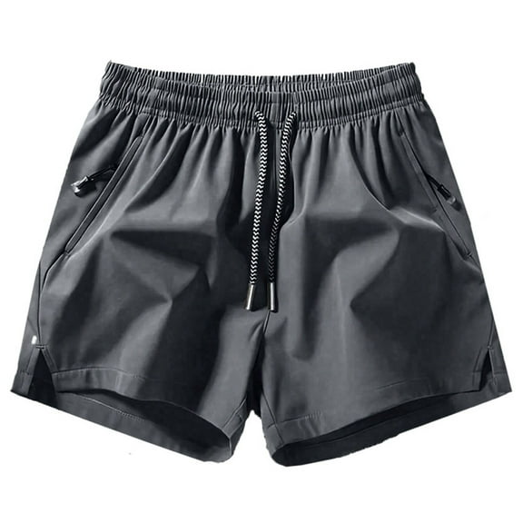 Mrmaere Men's Lightweight Casual Shorts Straight Cut Elastic Waist Pull On Closure Soft Fabric for Summer Casual Lounging Dark Gray L