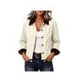 thumbnail image 3 of Zynoxe Women's Cropped Jacket Fashionable Corduroy Cuffs & Collared Jackets for Women Relaxed Long Sleeve Button Down Casual Jackets Solid Color Casual Outerwear With Side Pockets S, 3 of 10