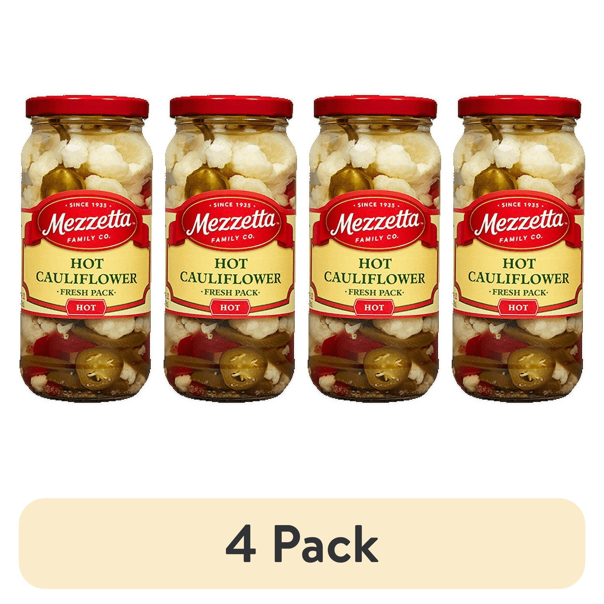 (4 pack) Mezzetta Hot Cauliflower Fresh Pack Hot Certified Gluten-Free and Keto Verified 16 oz