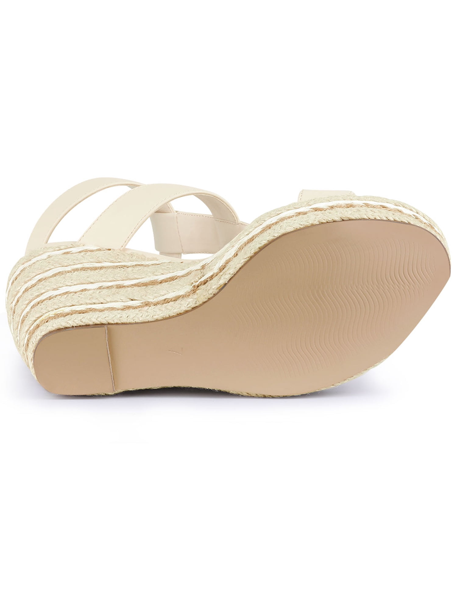 Unique Bargains Women's Strappy Espadrille Wedges Platform Sandals for Fashion Beige 9