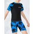 thumbnail image 3 of CHICTRY Kids Boys 2Pcs Swimsuit Tree Print T-Shirt with Shorts Sunsuit Beach Pool Swimming Suit Blue 8-10, 3 of 6
