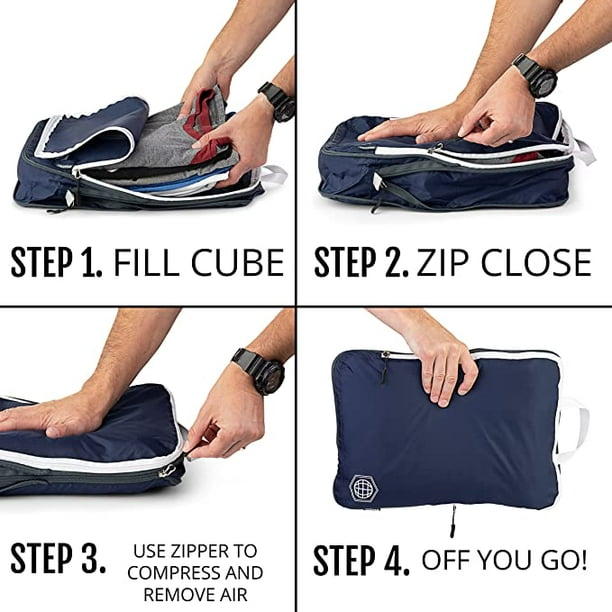 Ultralight Compression Packing Cubes for Suitcases,Expandable Packing  Organizers for Travel With Clear Toiletries Bag and Backpack Bag 7 Set