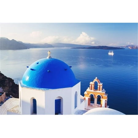 - Posterazzi DPI12297009 Church Bell Tower Above Blue Sea Santorini Island Greece Poster Print by Design Pics Vibe, 17 x 11