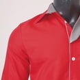 thumbnail image 4 of Camisas Deportivas Hombre Camiseta informal a la moda para hombre, camiseta sencilla y cómoda de Color sólido con cuello y botones, camiseta de manga larga (Red, L), 4 of 7