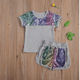 thumbnail image 1 of Ensemble de Paillettes pour Enfants, Haut à Manches Courtes Col Rond et Short à Tête Élastique, 1 of 9