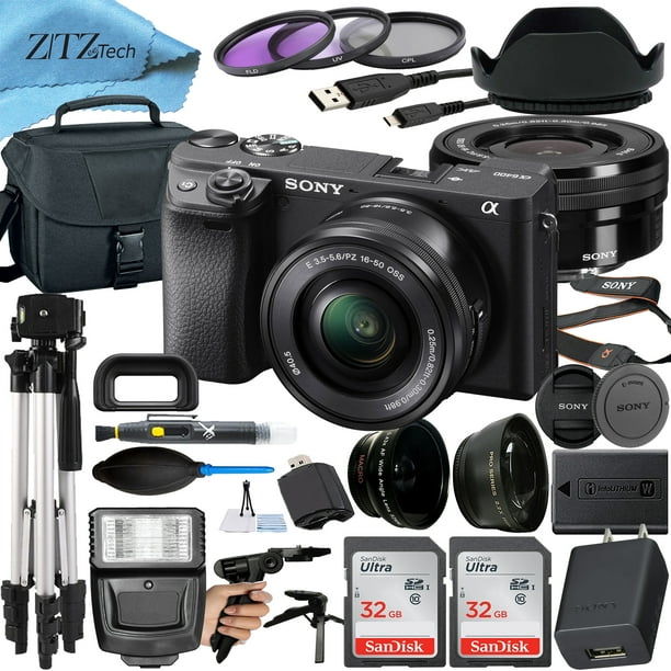 Sony Alpha a6400 Mirrorless Digital Camera with 1650mm Lens + 2 Pack