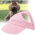 thumbnail image 1 of Gorra de béisbol para perros, gorra deportiva para exteriores, moderna gorra para el sol, ajustable, de verano, a rayas, con agujeros para las orejas (M-Rosa), 1 of 5