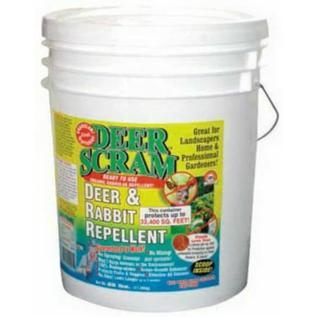 - Deer Scram 1025 Deer & Rabbit Repellent, 25 Lb Pail