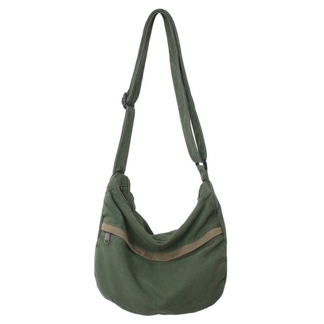 Bolso bandolera de lona para mujer Bolso bandolera simple Moda para viajes Trabajo (Verde)