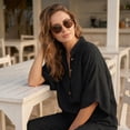 thumbnail image 4 of Women's Batwing Sleeve Linen Cotton Two Piece Set – Casual Shirt & Wide Leg Pants Outfit, Embrace the Trend, 4 of 7