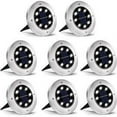 thumbnail image 1 of Laklulu - Lámpara solar para exteriores, 8 LED, paquete de 8 focos, lámpara solar para jardín, impermeable, IP65, luz decorativa para césped, para senderos, jardín, terraza, patio, césped, blanco, 1 of 6