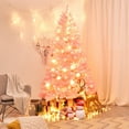 thumbnail image 4 of Gymax 7.5ft Pink Artificial Christmas Tree Hinged Spruce Full Tree w/ Metal Stand, 4 of 10